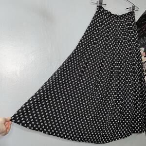 Vintage Full Skirt Fits XS Small Black White Preppy Geometric Maxi Cottagecore